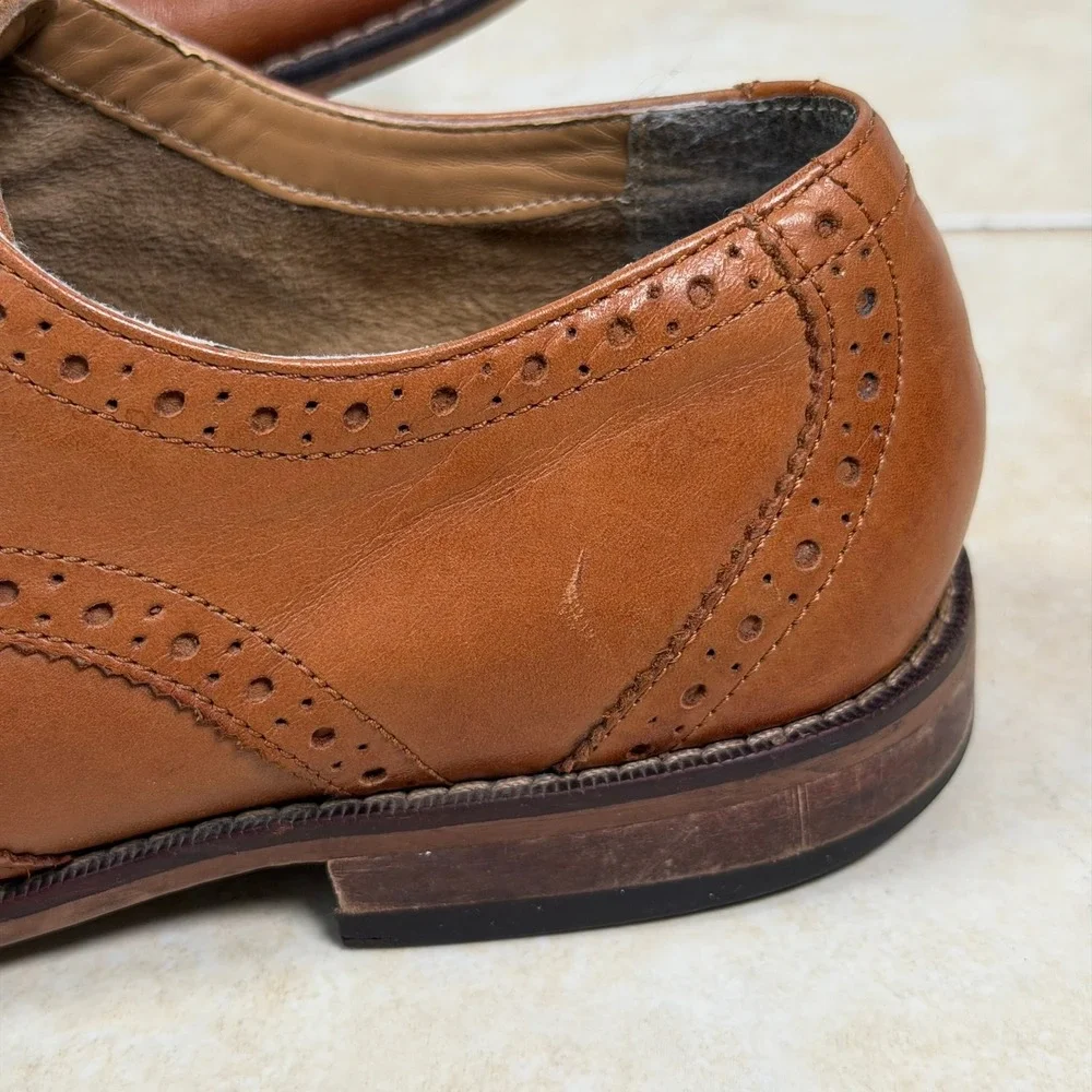 Florsheim Wingtip Oxford Mens 10 D Brown Leather Brogue Dress Shoes 11737-257